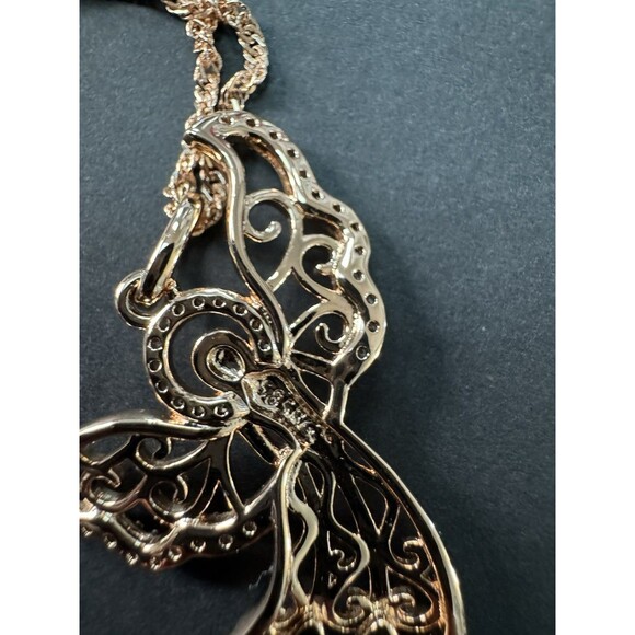 585 14K RG Stamped Rolled Gold Angel Filigree Pendant 19” Necklace Clasp Chain - Picture 5 of 10